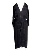 VESTIDO MIDI PRETO TRANSPASSADO