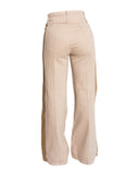 CALÇA SARJA BEGE COM FAIXA LATERAL
