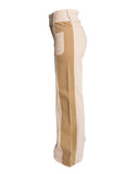 CALÇA SARJA BEGE COM FAIXA LATERAL
