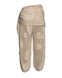 CALÇA TRICOT BORDADO BEGE