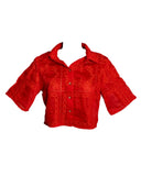 CAMISA CURTA VERMELHA BORDADOS