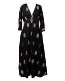VESTIDO MIDI PRETO BORDADO