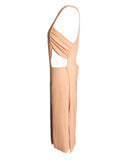 VESTIDO MIDI NUDE DECOTE V