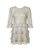VESTIDO CURTO PAETÊ OFF COM BABADOS