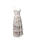 VESTIDO LONGO FLORIDO COM BABADOS