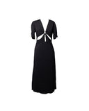 VESTIDO MIDI PRETO RECORTES