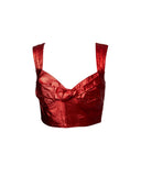 TOP COURO METALIZADO VERMELHO